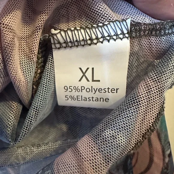 Celestial Mesh Cropped Crewneck Shirt Bell Sleeve Boho Hippie - Picture 3 of 4